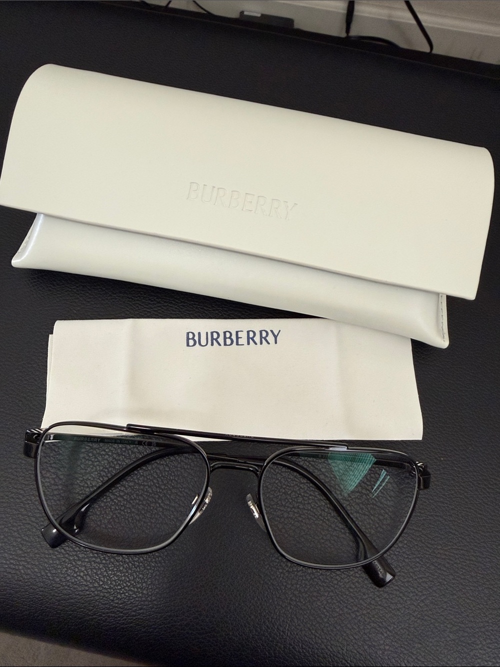 100% authentic Burberry Black Frame Glasses with White Case